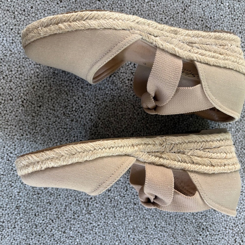 LifeStride Espadrille Wedges Womens 7M Tan Bow Kascade Cottagecore Boho New - Picture 5 of 9